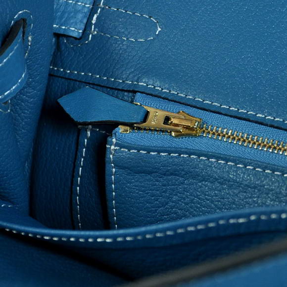 Super A Replica Hermes Birkin 25CM Tote Bags Togo Leather Blue Godlen 60799
